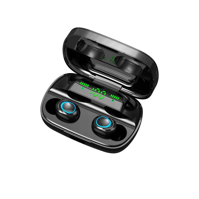 Black Bluetooth V5.0, беспроводные наушники, стерео Спортивные Беспроводные наушники, наушники, гарнитура, 3500 мАч, мощность для iPhone, Xiaomi - Цвет: Black