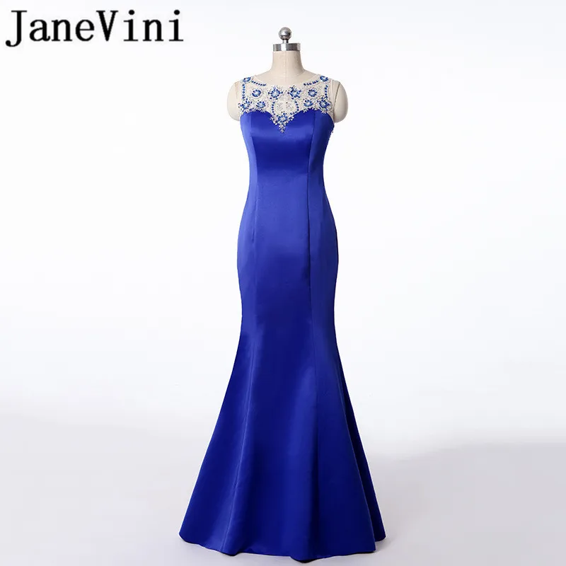 Женское вечернее платье с кристаллами и бусинами длинное атласное