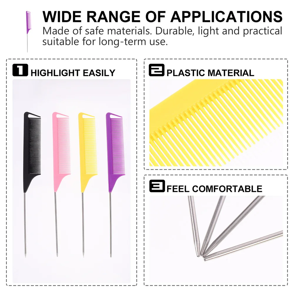 

12pcs Hairdressing Pintail Comb Highlight Tail Comb for Hairshop