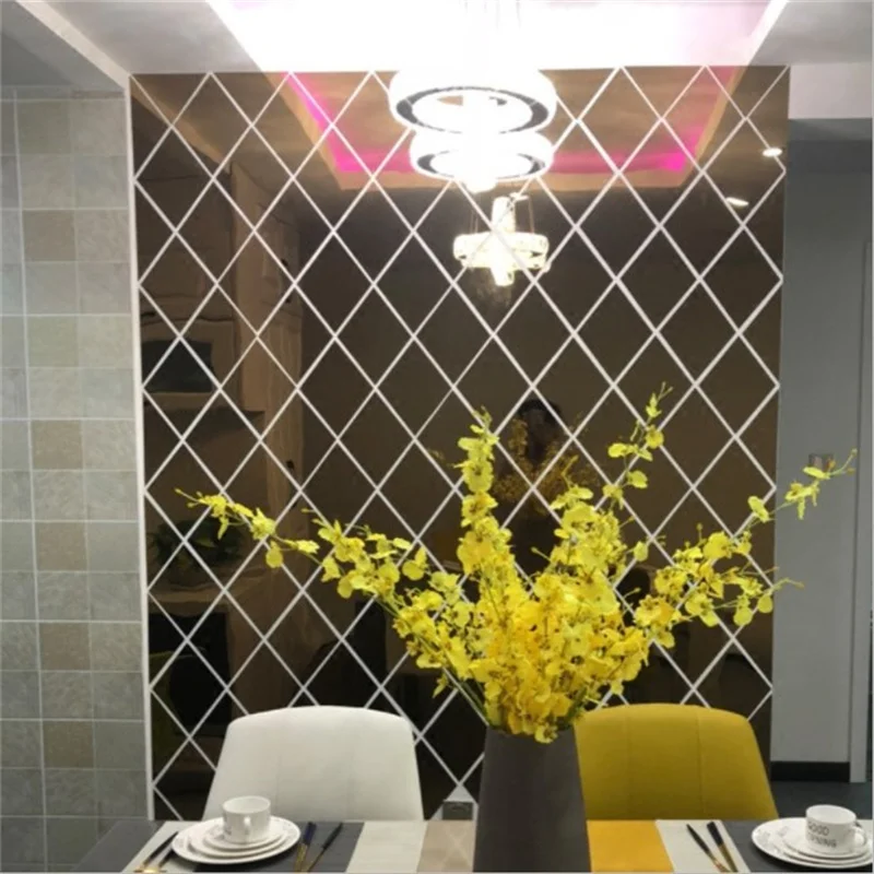 Diamond Mosaic Background Wall Mirror Wall Sticker Acrylic Entrance Bedroom Living Room Ceiling TV Background Wall Cabinet