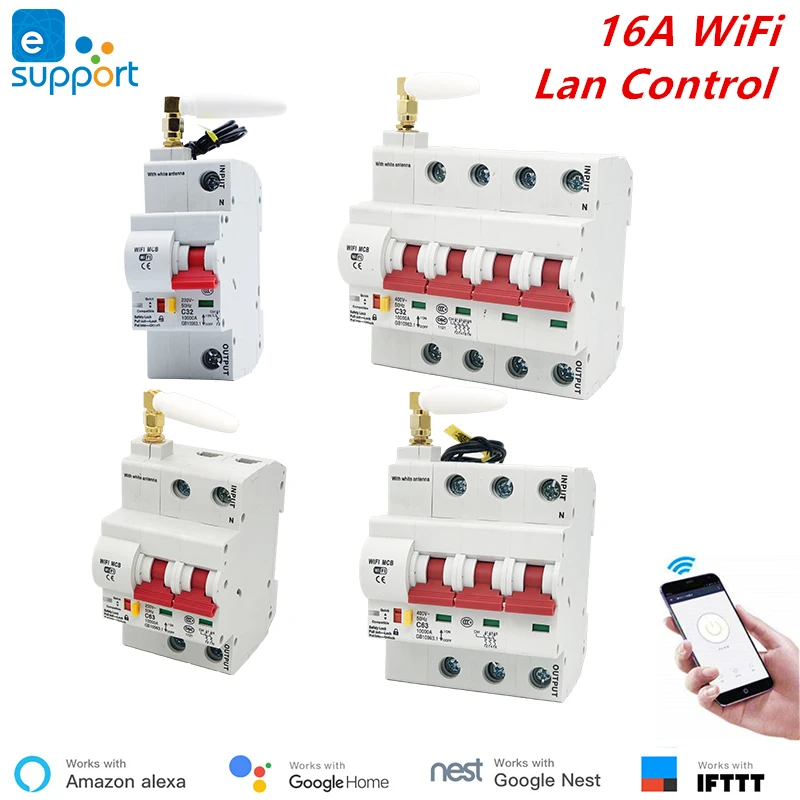 16A eWeLink WiFi умный выключатель автоматический переключатель защита от перегрузки короткого замыкания, работа с Amazon Alexa Google home