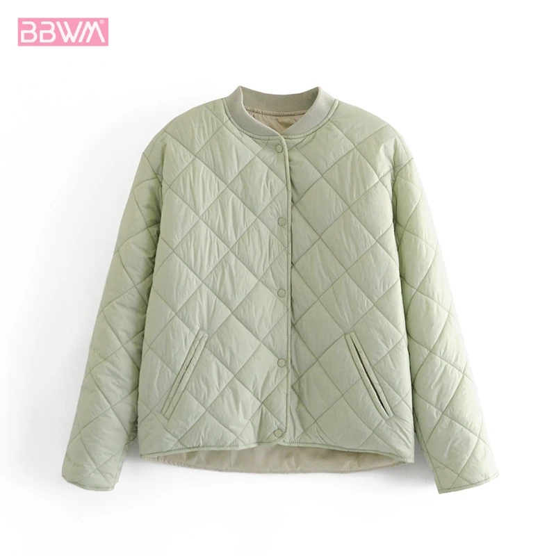 

Stand Collar Long Sleeve Vintage Lattice Jacket Coat Women's Keep Warm Cotton Fashion 3 Colors Casual Chic Female Tops