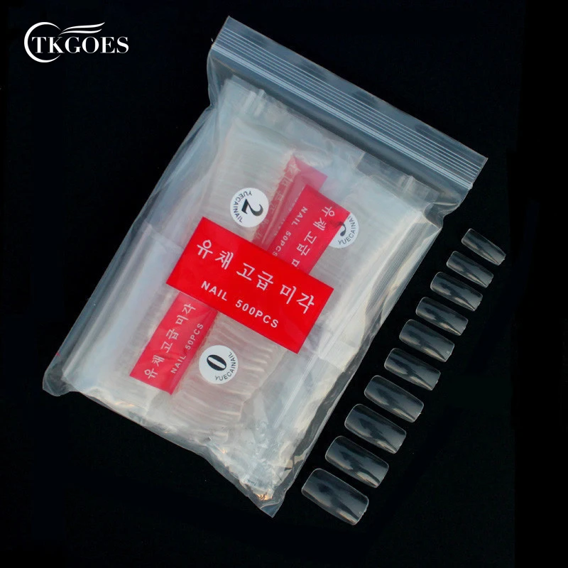 500 шт./упак. длинные квадратные накладные ногти с полным покрытием 10 размеров