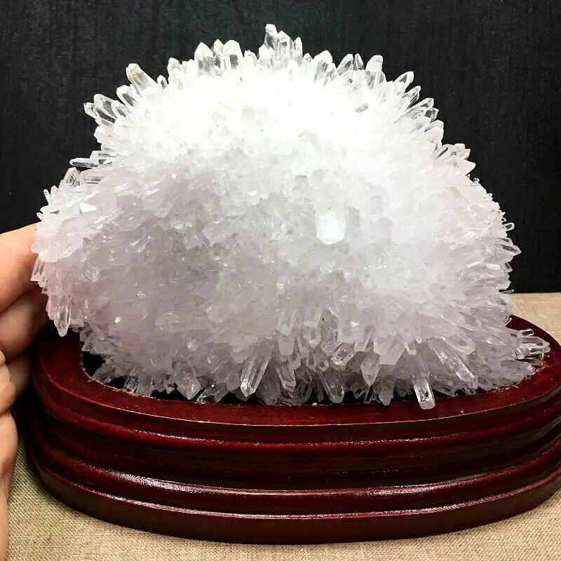 

1260 г натуральный белый кристаллический кластер образцы минералов домашний декор исцеление + подставка
