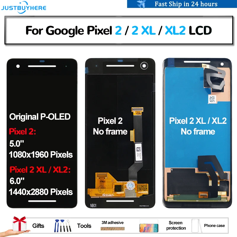 Original P-OLED For Google Pixel 2 2 XL XL2 Pantalla lcd Display Touch Panel Screen Digitizer Assembly Replacement Accessory LCD