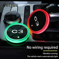 luminous car water cup coaster holder 7 colorful led atmosphere light usb charging for citroen c3 auto accessories
