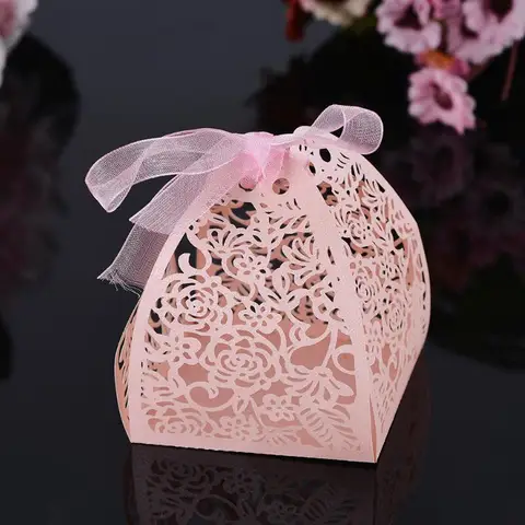 Лазерная резка кружева цветок свадьба коробка конфет свадебный подарок для гостя свадебные сувениры и подарки День рождения украшения LX8417