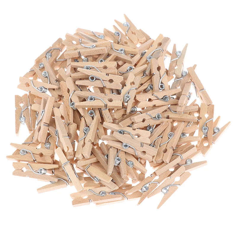 

100 шт./лот очень маленькие мини-зажимы из натурального дерева размером 25 мм для фото