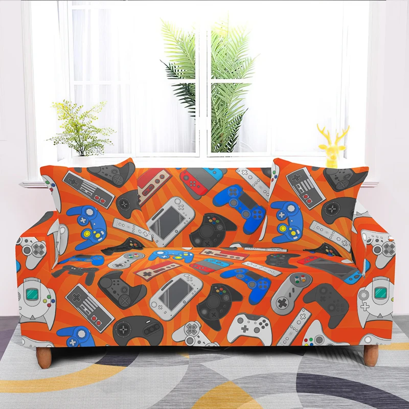 

Elastic Corner Sofa Cover For Living Room Decor Gamepad Slipcover All-Inclusive Gamer Couch Covers 1/2/3/4 Seaters