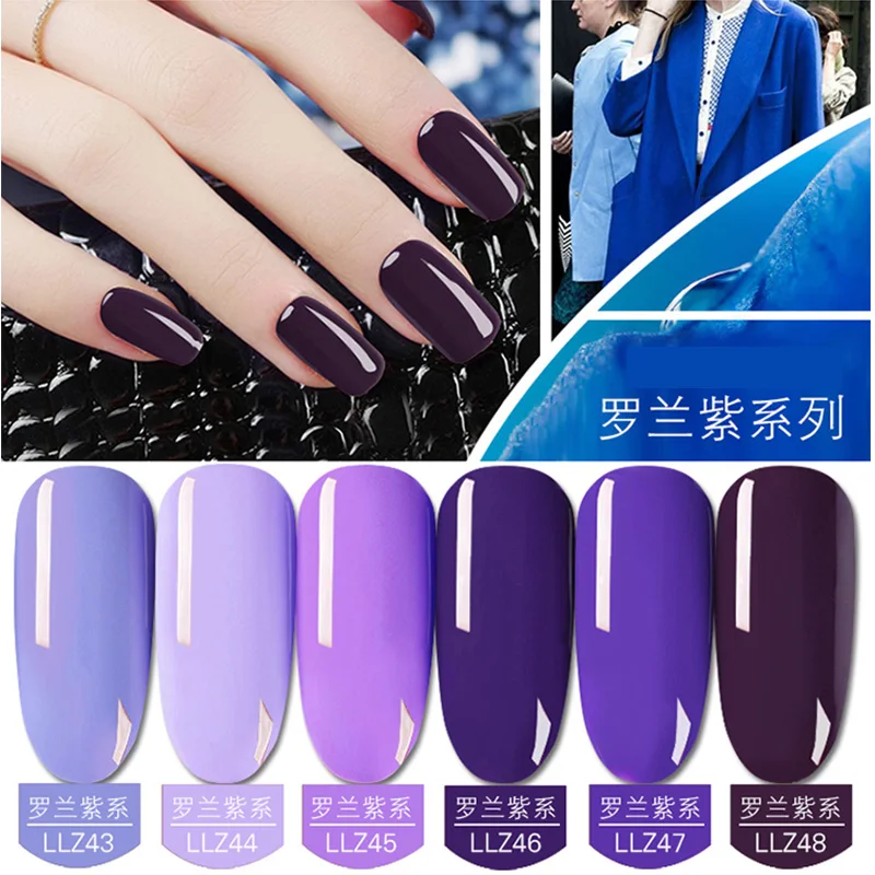 

PURPLE series Nail Polish 8ml Gel Semi Permanent Varnishes Hybrid Nails Gel For nail art UV LED Base Top Coat Nail Gel Polish