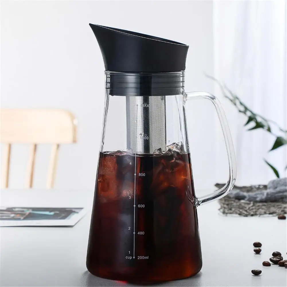 

Thick Glass Water Jug Heat Resistant Transparent Glass Carafe For Water Juice Lemonade Jug Cold Water Kettle Teapot Coffee Pots