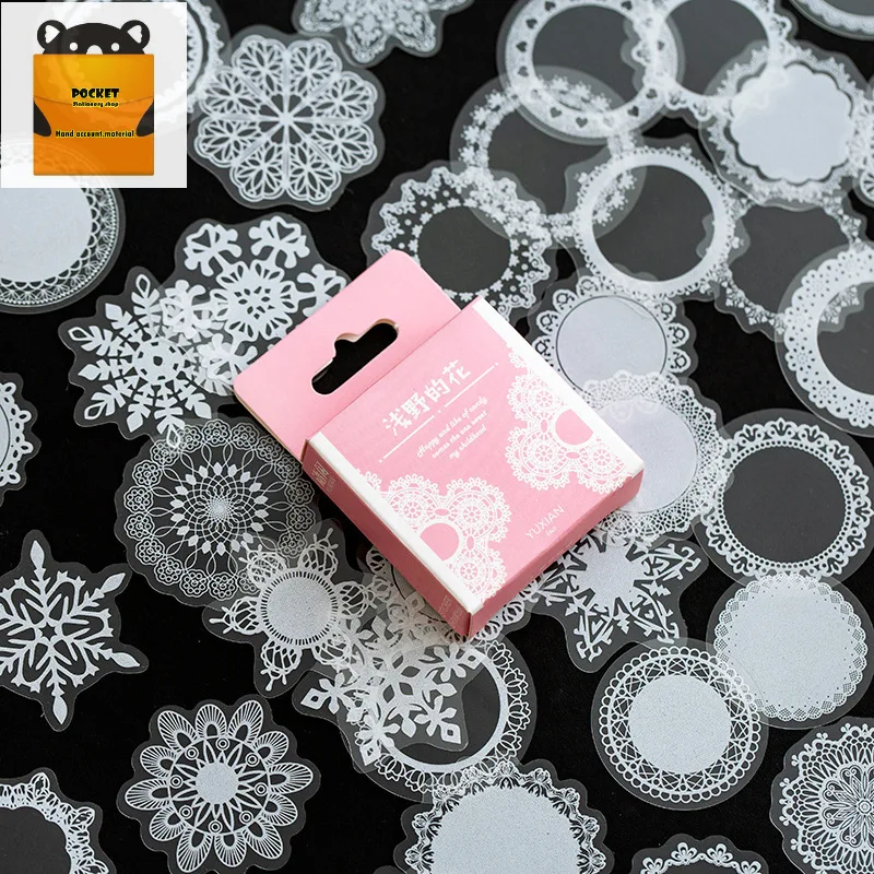 

Transparent Sealing Sticker Special-shaped Lace Frame Hand Account Decoration Sticker,stationery sticker , cute stickers
