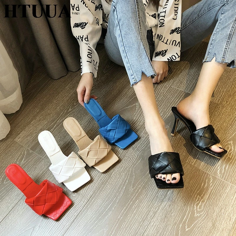 HTUUA/Модные фирменные дизайнерские женские шлепанцы Летние босоножки на высоком