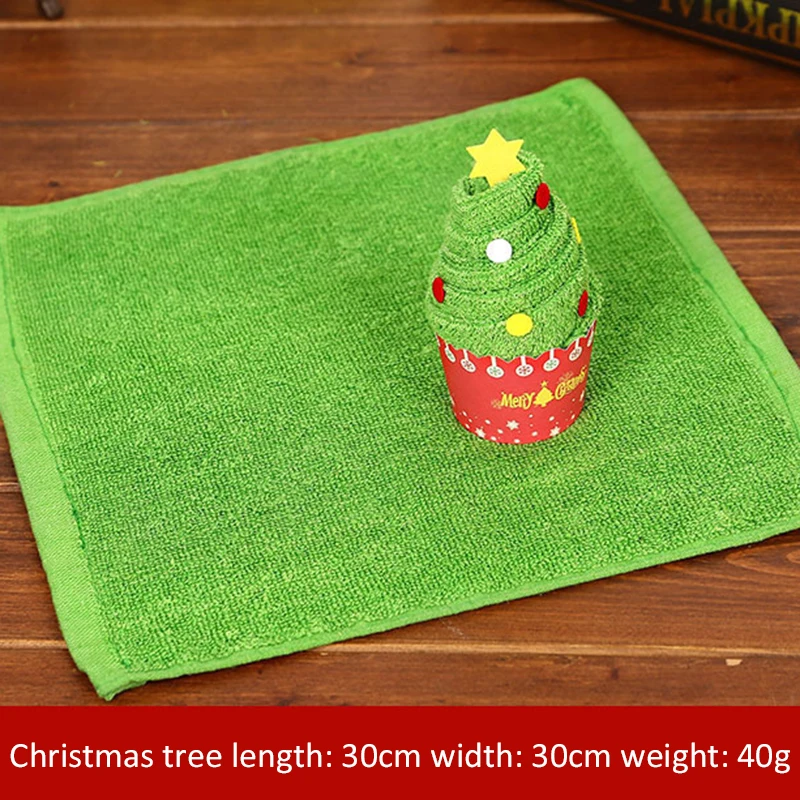 

Merry Christmas Gift Cupcake Cotton Towel New Year Gift Christmas Tree Santa Claus Christmas Gift Hand Towel Wedding Gift