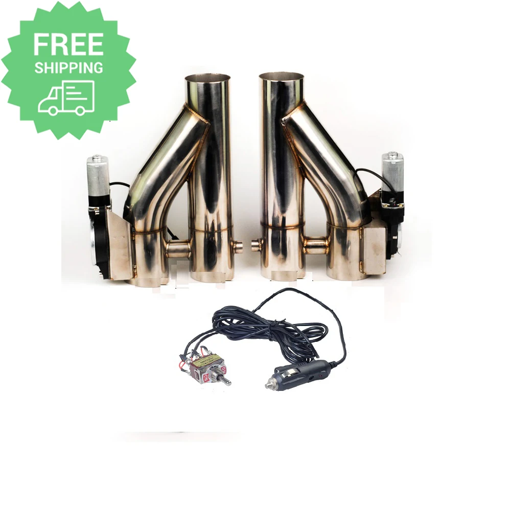 

Free Shipping 2,2.5,3 Inch Stainless Steel 1 Drag 2 Doubled Valve Exhaust Cutout Pipe Muffler Bypass Exhaust Tube Switch Control