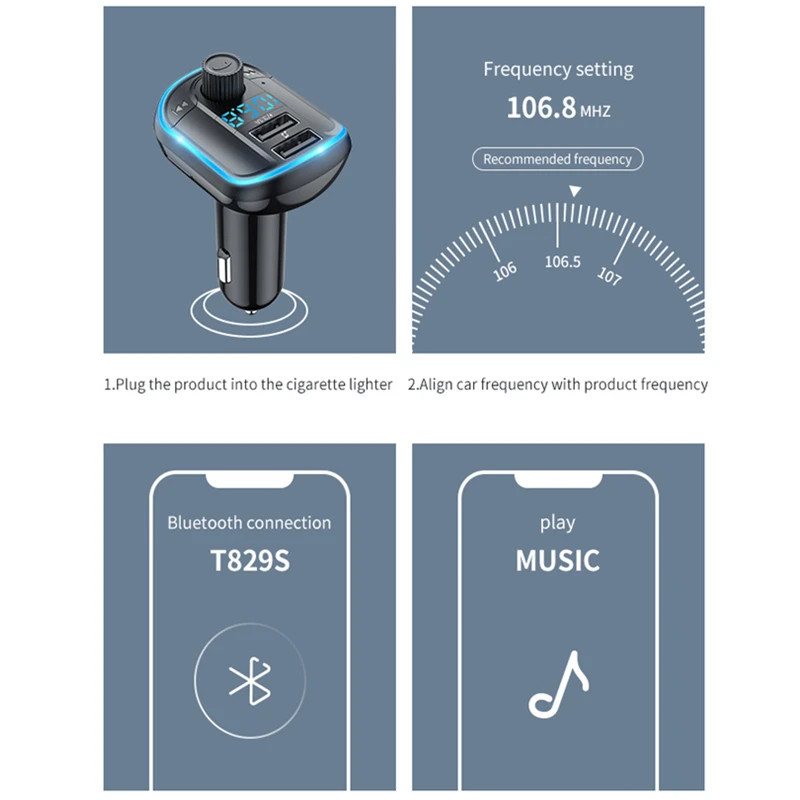 Автомобильный музыкальный MP3 с апертурой дышащий свет синий EQ MP3-плеер Bluetooth