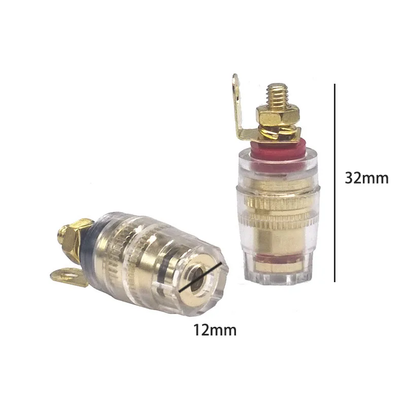 

2/6/10 pcs black red 12mm plastic transparent shell connector banana copper terminal stereo plug channel dual connector