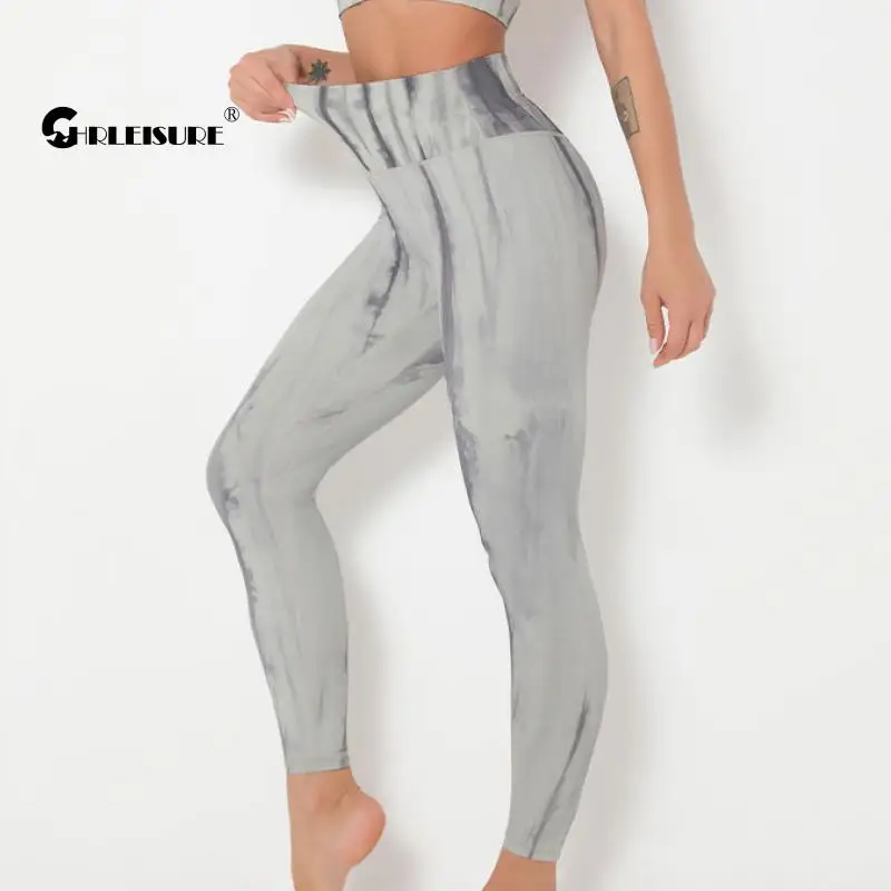 

CHRLEISURE Tie Dye Yoga женские штаны с высокой талией, живот, бедра, подтяжки, спортивные Леггинсы для бега, облегающие бесшовные быстросохнущие спор...