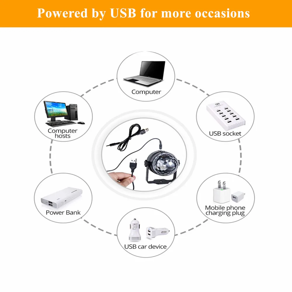 1 Набор 5V Автомобильное USB звук Управление диско светильник шар ing для автомобилей