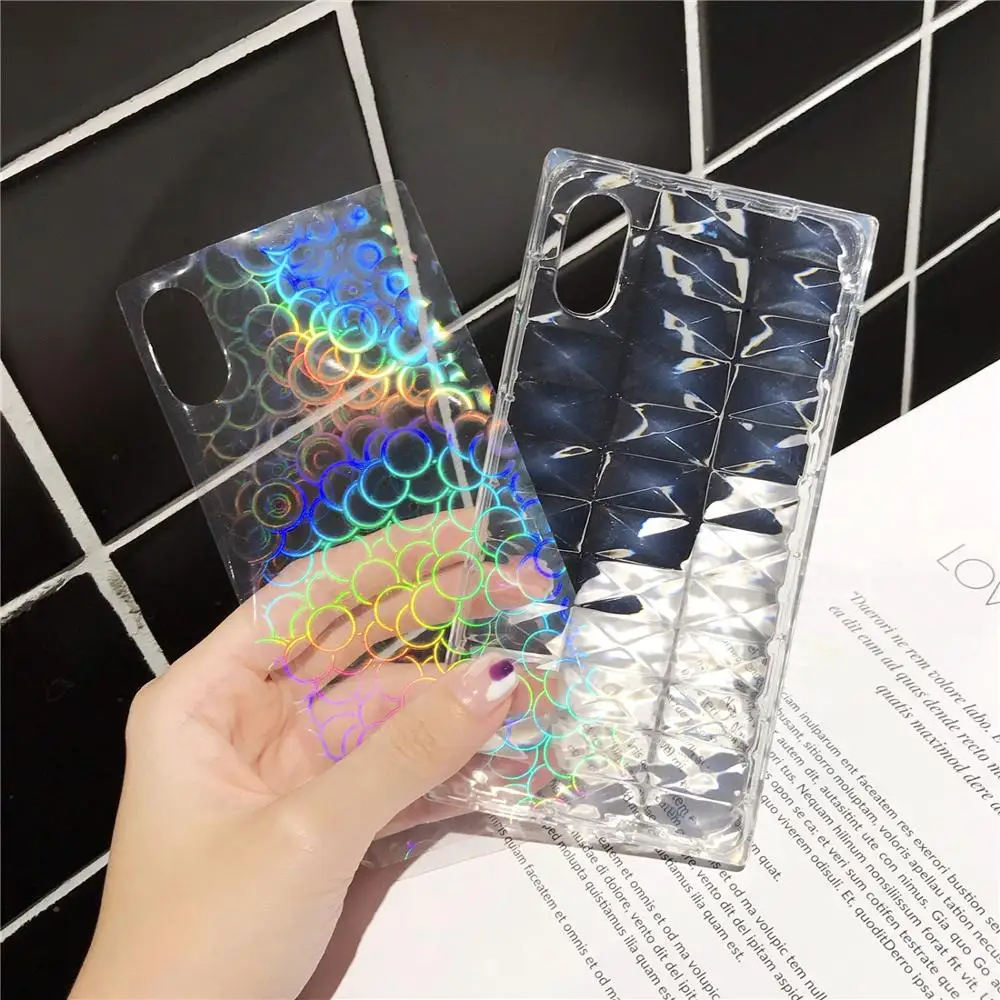 3D Laser Gradient Shockproof Silicone Phone Case For iPhone X XR XS Max 8 7 6 6S Plus Transparent Soft TPU Protection Back Cover |