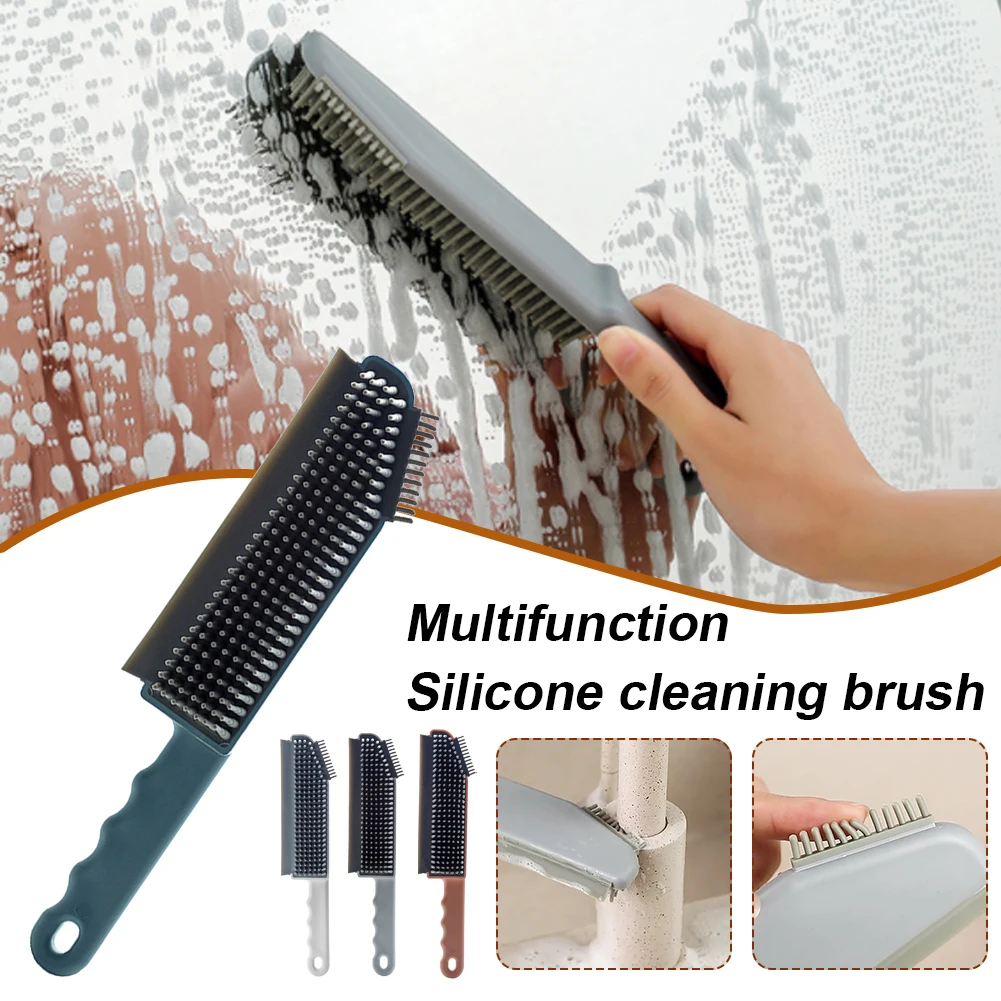 

3 In 1 Cleaning Brush Soft Bristles Multifunction Handheld Kitchen Brush with Squeegee Wiper Countertop Brush Bathroom Tools