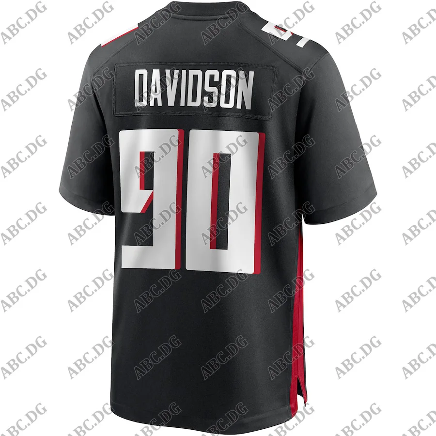 

Customized Stitch American Football Jersey Men Women Kid Youth Atlanta Marlon Davidson Black Player Game Jersey