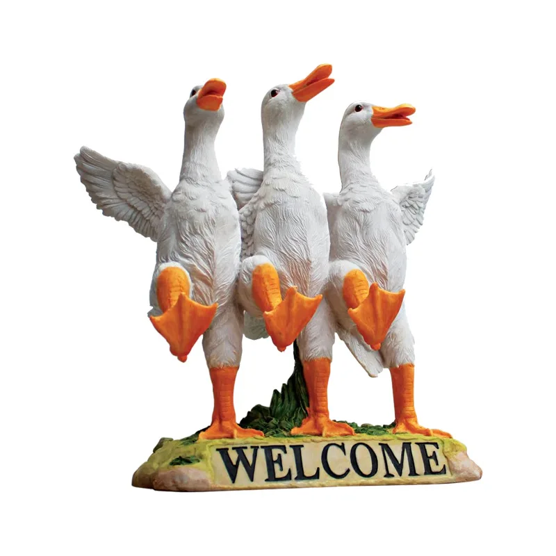

Welcome To The Door, Duck Resin Statue Outdoor Courtyard Tabletop Decoration Crafts Ornaments Decorations for Home
