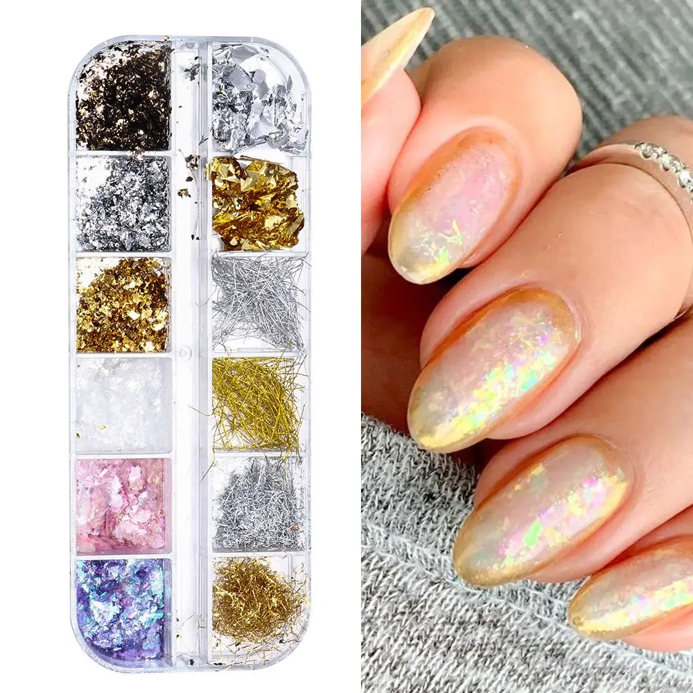 

Art Decoration Irregular Opal Powder Aluminum Paillette Nail Glitter Sequins Gold Silver Foils Gold Nail Foils Sparkly