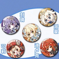 game genshin impact badge lumine keqing klee paimon anime brooch