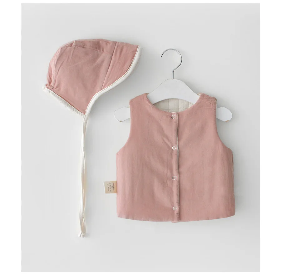 Осенне зимний двусторонний стеганый жилет с капюшоном для маленьких девочек и