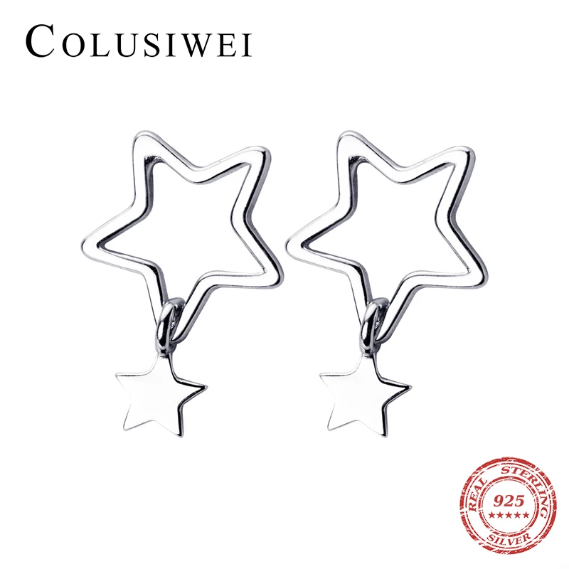 

Colusiwei Hot Sale 925 Sterling Silver Double Stars Pentagram Stud Earrings for Women Fashion Earrings Fine Jewelry accessories