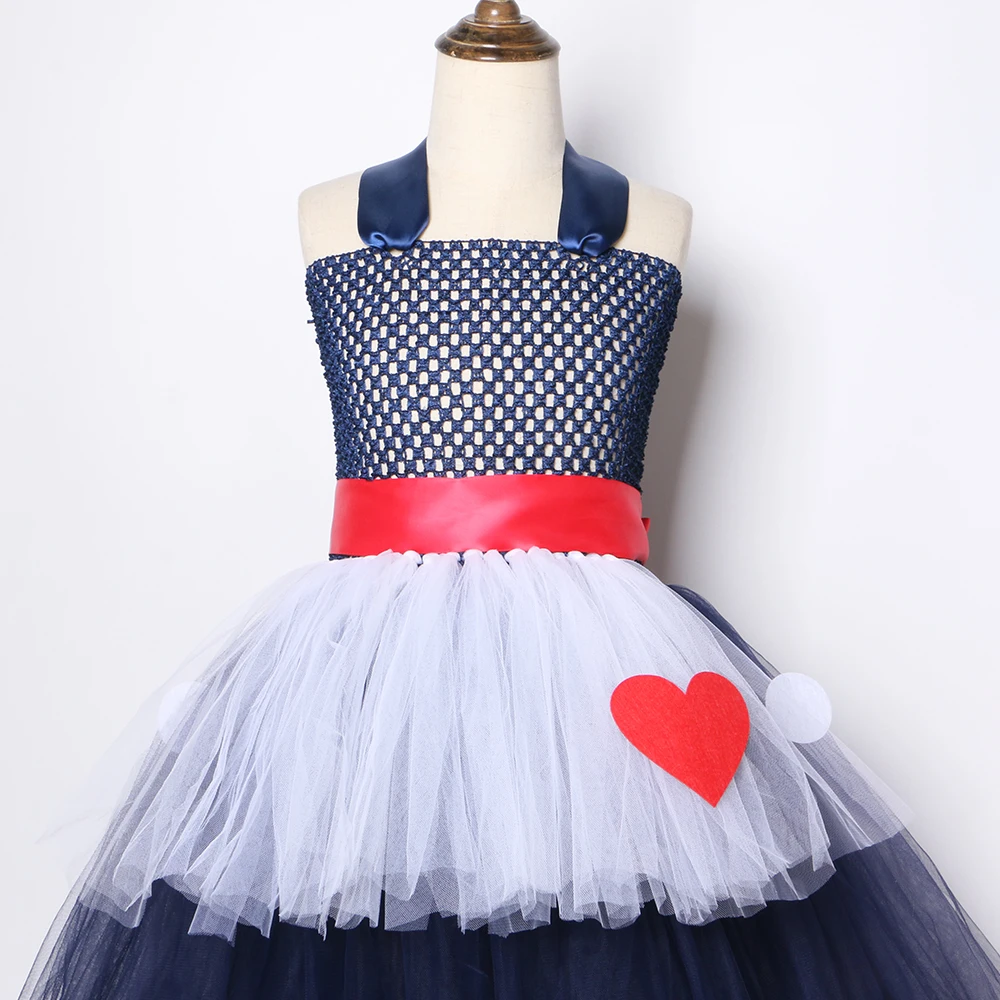 Платье-пачка для девочек в горошек темно-синее белое | Детская одежда и обувь