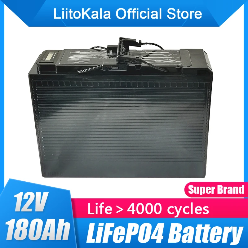 

LiitoKala 12V 180Ah LiFePO4 Battery Lithium Power Battery 4000 Cycles For 12.8V RV Campers Golf Cart Off-Road Off-grid Solar