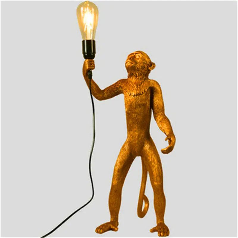 

Modern Decor Resin Monkey Lamp Floor Light E27 Hemp Rope Loft Floor Lamp Living Room Bedroom Standing Lamp Indoor Decor Lighting