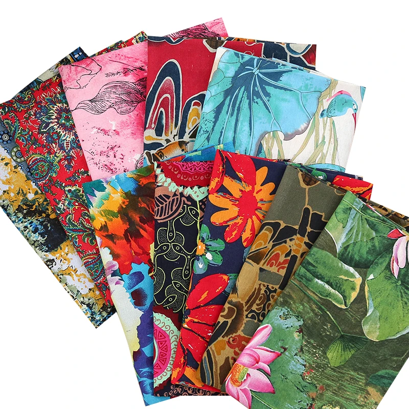Китайский классический винтаж натуральный хлопок набивные ткани Одежда Ткань DIY
