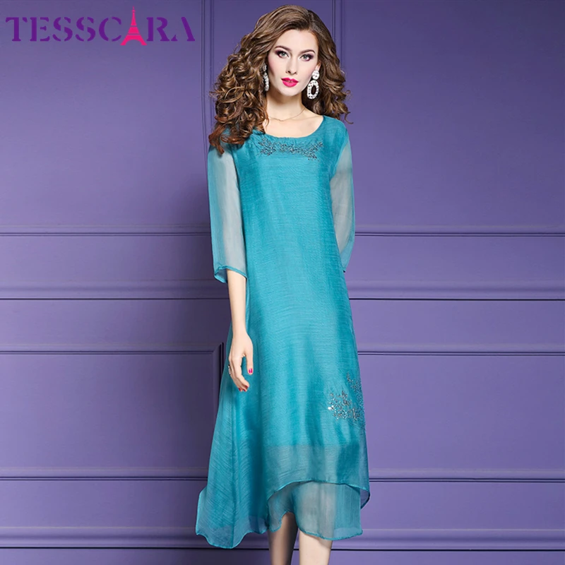 Женское элегантное мягкое шифоновое платье TESSCARA женское дизайнерское