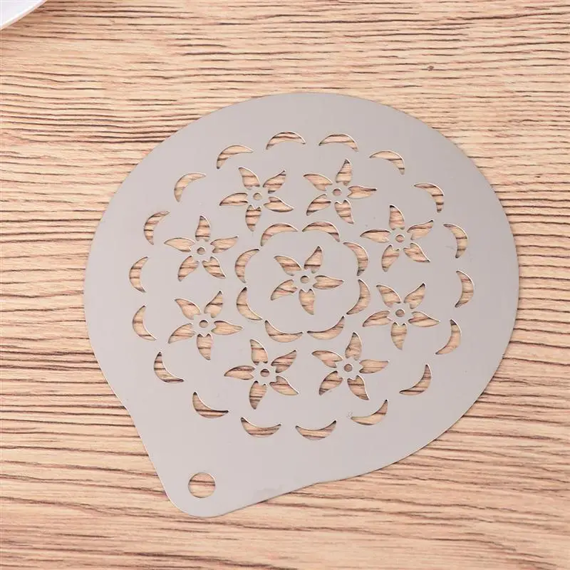 

6pcs Coffee Stencils Stainless Steel DIY Cappuccino Latte Milk Foam Art Template Printing Model Kitchen Tool