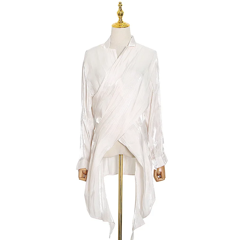 

Vogue of new fund of 2021 autumn irregular cross each type jacket shirt female temperament