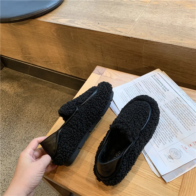 

Casual Woman Shoe Slip-on Female Footwear Round Toe Shallow Mouth Clogs Platform New Slip On Dress Boat Creepers Winter Solid Fl