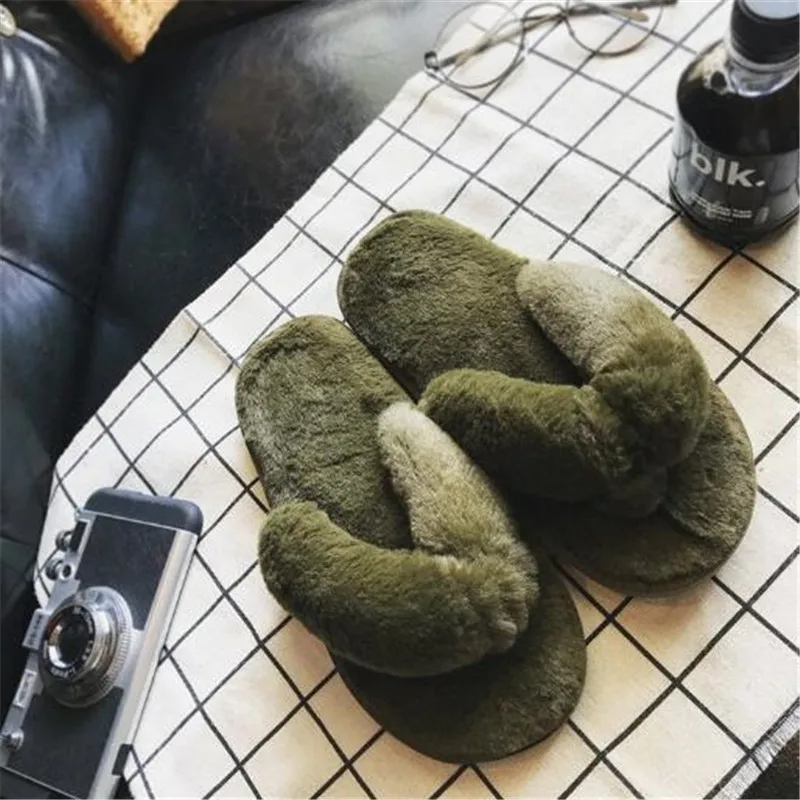 As shown Женские зимние теплые хлопковые тапочки; модные Pantufa; черный плюшевый Вьетнамки; женские меховые шлепанцы; женские пушистые домашние меховые Тапочки - Цвет: As shown