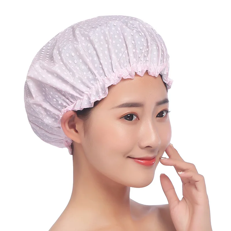 

Thickened Frosted Printed Lace Shower Cap High Quality Waterproof Shower Cap Protect Hair Home Bathroom Women Hair Treatment Hat