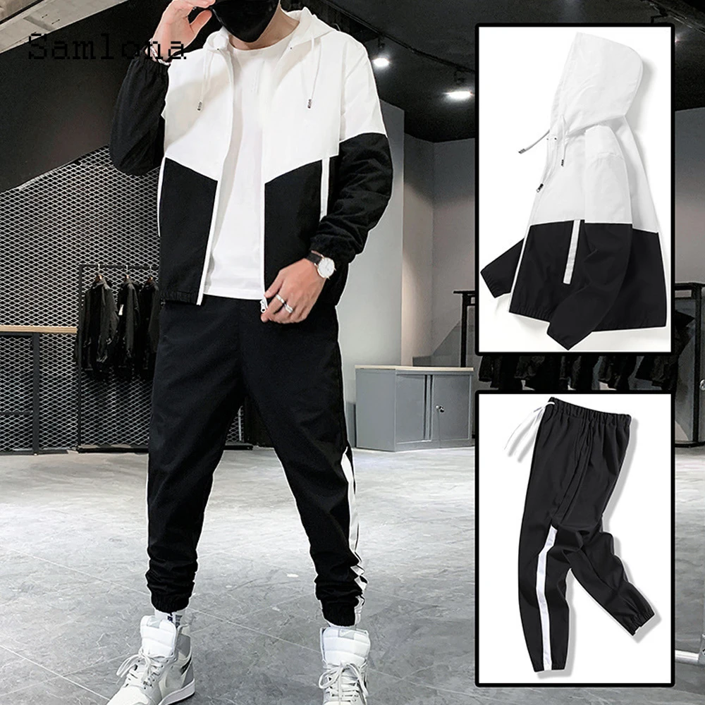 2022 Spring New Fashion Leisure Sportwear Mens Tracksuit set Casual Hooded Sweatshirts and Drawstring Pants Two Piece Outfits