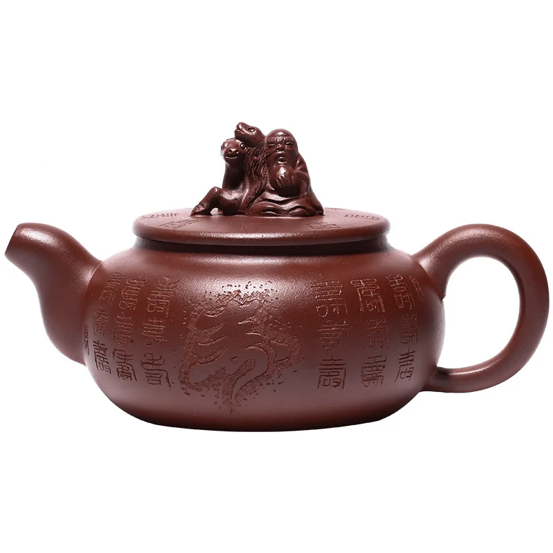 

New Yixing purple clay teapot hand carved daily necessities tea pot