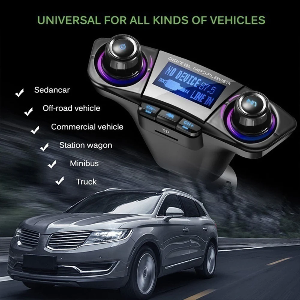 Upgrade Wireless bluetooth Handsfree Calling Dual USB 2.1A Fast Charger Car Kit FM Transmitter MP3 Player Radio Adapter |