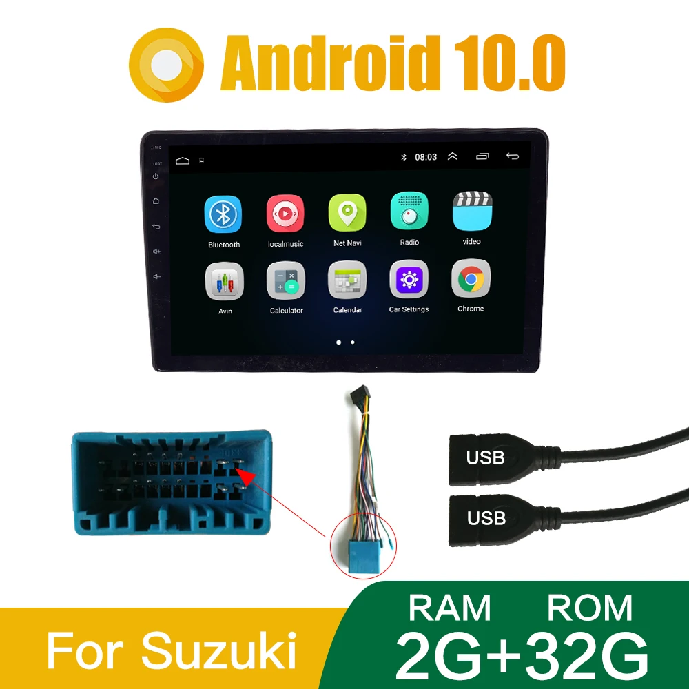 Автомагнитола 9 дюймов 2 + 32 ГБ Android 10 0 GPS Bluetooth | Автомобили и мотоциклы