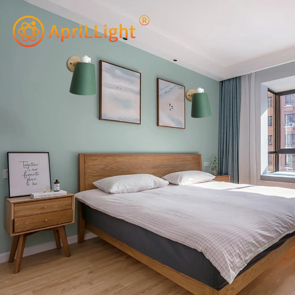 

Wooden Wall Lights Bedside Wall Lamp Wall Sconce Modern Wall Light for Bedroom Nordic Macaroon 6 Color Steering Head E27 85-285V
