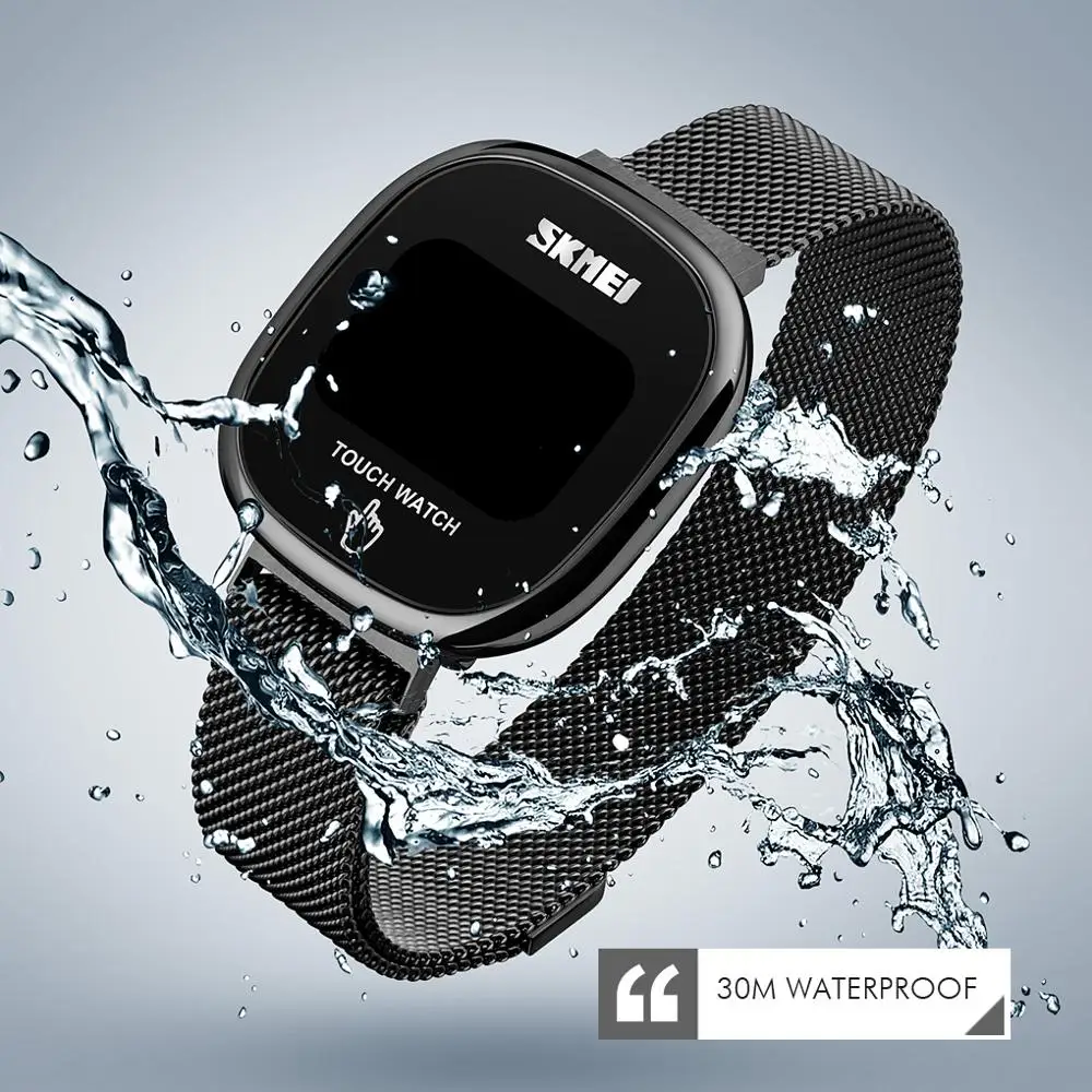 SKMEI сенсорный экран для женщин и мужчин цифровые часы со светодиодной подсветкой