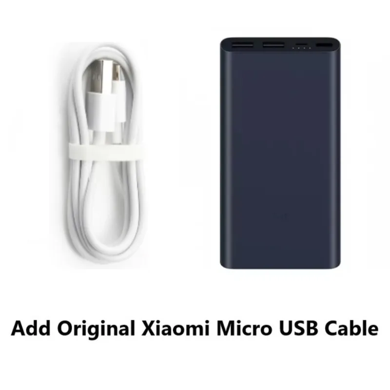 Add Micro USB Cable 10000 мАч Xiaomi Mi внешний аккумулятор 2 внешних аккумулятора 15 Вт Быстрая Зарядка Внешний аккумулятор 10000 PLM09ZM с двойным USB выходом для телефона - Цвет: Add Micro USB Cable