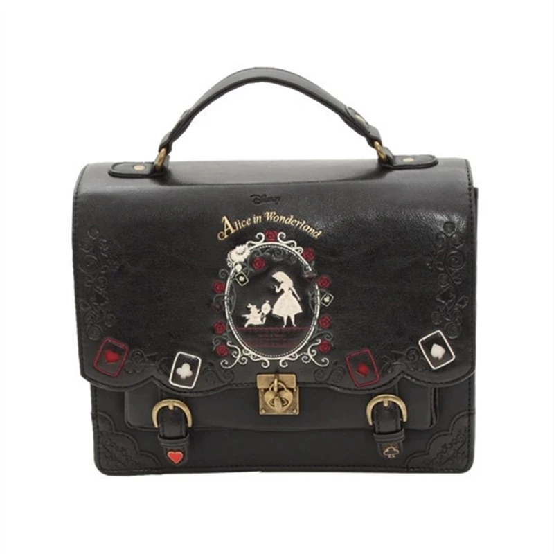 

Vintage Alice in Wonderland Schoolbag pu Leather Handbags women back pack ladies hand bag bagpack shoulder bag sac a dos Mochila