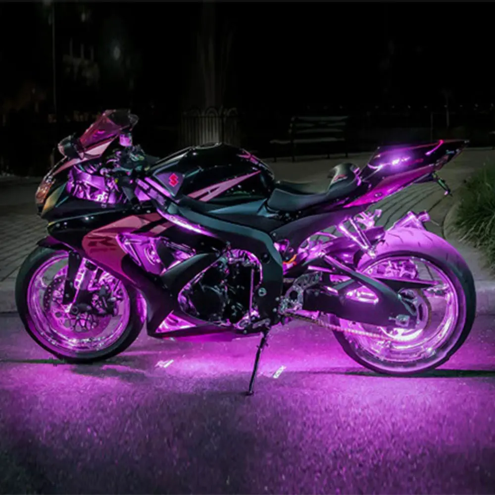 

6 RGB 36 LED Smart Brake Lights Motorcycle Car Atmosphere Light with Wireless Remote Control Moto Decorative Strip Lamp Kit